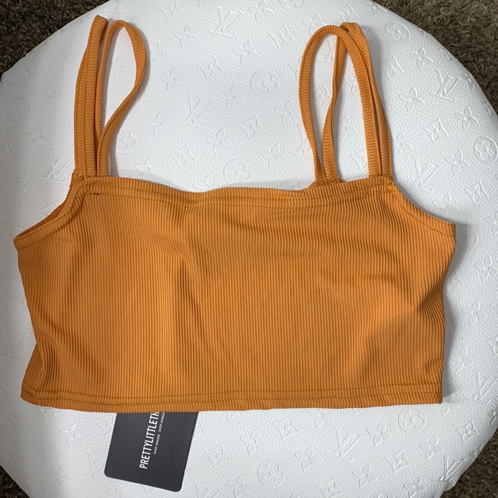 PrettyLittleThing Rib Double Strap Crop Top NWT